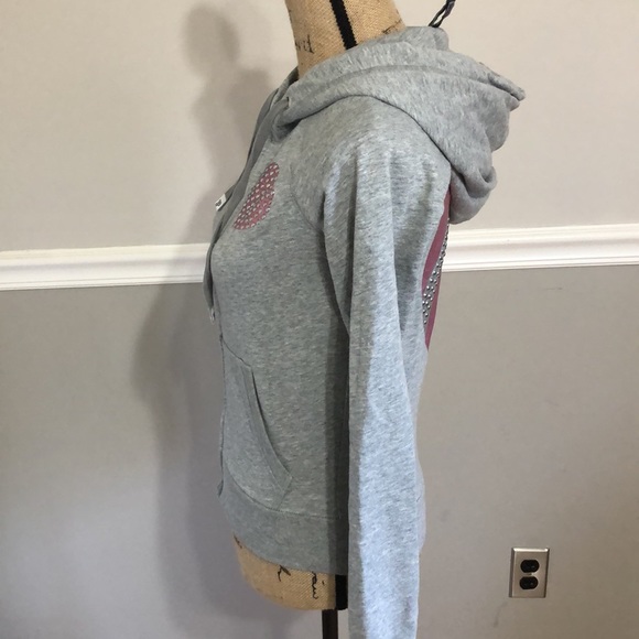 Victoria’s Secret PINK zip up studded heart peace Hoodie XS vintage - Picture 4 of 9